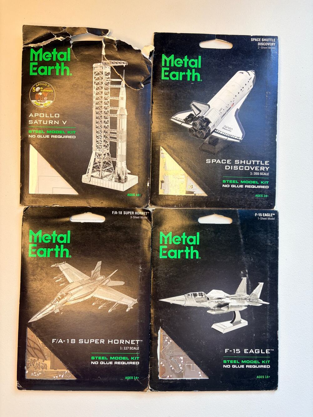 Metal Earth Model Kits Apollo Saturn V Space Shuttle F-18 F-15 Lot
